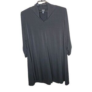 Clara Sun Woo Women's Black Swing Dress Lagenlook Ruched Sleeves Size XL t71